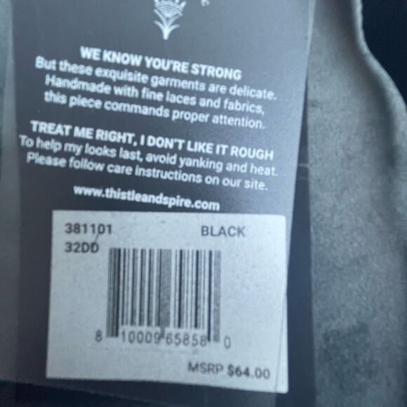 Thistle and Spire Sidney Open Cup Bra Womens 32DD Black Velvet Strappy Revolve - Picture 6 of 7